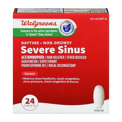 월그린 Walgreens Severe Sinus Congestion & Pain Caplets Daytime Cool Blast