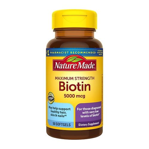 월그린 Walgreens Nature Made Biotin 5000 mcg Dietary Supplement Liquid Softgels