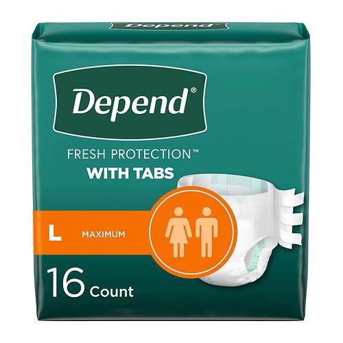 월그린 Walgreens Depend Incontinence Protection with Tabs, Maximum Absorbency, L Large