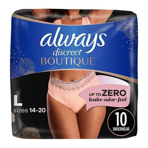 월그린 Walgreens Always Discreet Boutique, Incontinence Underwear for Women, Maximum Protection Large