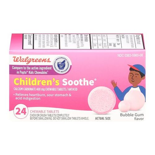 월그린 Walgreens Soothe Antacid Childrens Chewable Tablets Bubble Gum