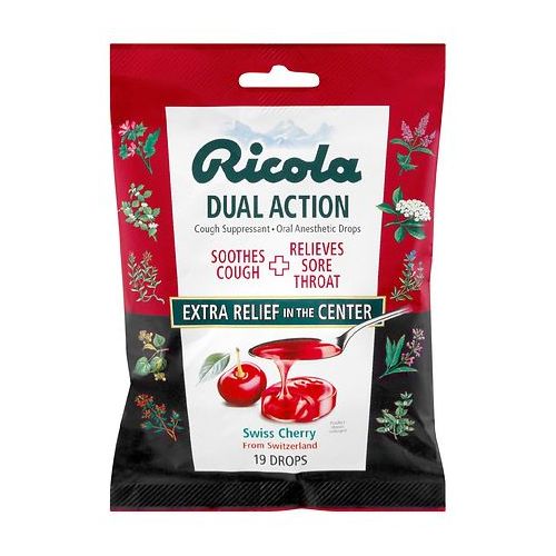 월그린 Walgreens Ricola Dual Action Cough SuppressantOral Anesthetic Drops Cherry