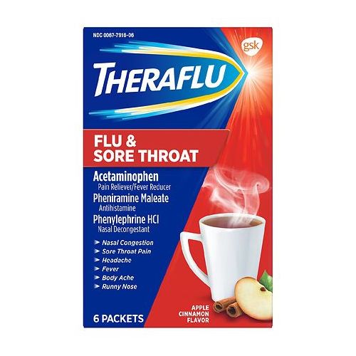 월그린 Walgreens TheraFlu Flu & Sore Throat Powder Apple Cinnamon