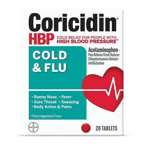 월그린 Walgreens Coricidin HBP Cold & Flu for People with High Blood Pressure, Tablets