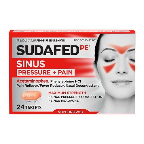 월그린 Walgreens Sudafed PE Pressure + Pain Maximum Strength Caplets for Adults