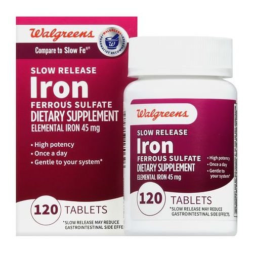 월그린 Walgreens Iron Slow Release High Potency Ferrous Sulfate 45mg, Tablets