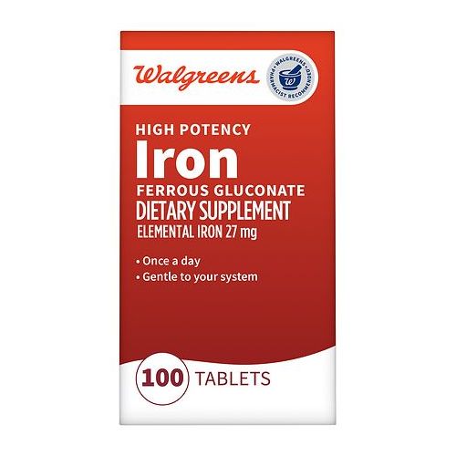 월그린 Walgreens High Potency Iron Ferrous Gluconate 27mg, Tablets