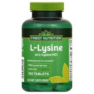 Walgreens Finest Nutrition L-Lysine 1000 mg Dietary Supplement Tablets