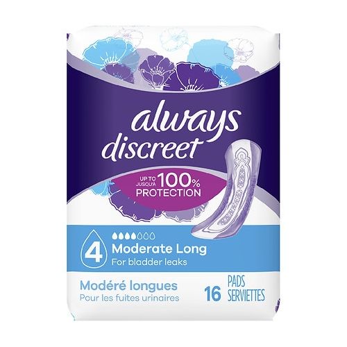 월그린 Walgreens Always Discreet Incontinence Pads, Long Length Long Length