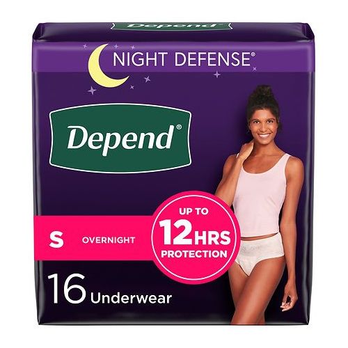 월그린 Walgreens Depend Night Defense Incontinence Overnight Underwear for Women, Small Tan