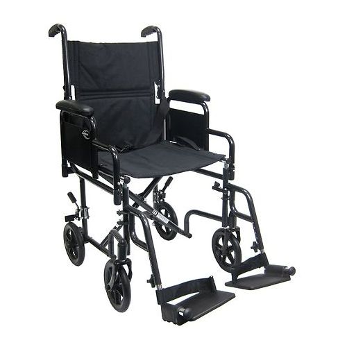 월그린 Walgreens Karman 19 inch Steel Transport Chair with Removable Armrests, 29lbs Black