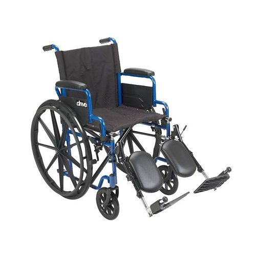 월그린 Walgreens Drive Medical Blue Streak Wheelchair with Flip Back Desk Arms and Elevating Leg Rests 18 Inch Seat Blue