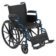 Walgreens Drive Medical Blue Streak Wheelchair with Flip Back Desk Arms and Swing Away Footrest 18 Inch Blue Streak