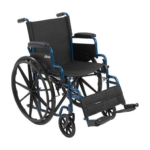 월그린 Walgreens Drive Medical Blue Streak Wheelchair with Flip Back Desk Arms and Swing Away Footrest 18 Inch Blue Streak