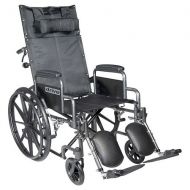 Walgreens Drive Medical Silver Sport Reclining Wheelchair with Detachable Desk Arms and Leg rest 20 Inch Seat Silver Vein