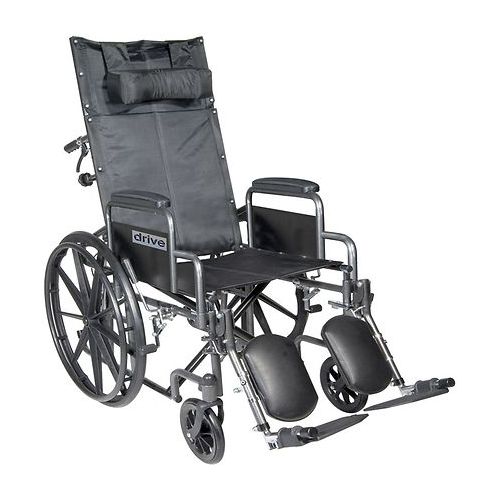 월그린 Walgreens Drive Medical Silver Sport Reclining Wheelchair with Detachable Desk Arms and Leg rest 20 Inch Seat Silver Vein
