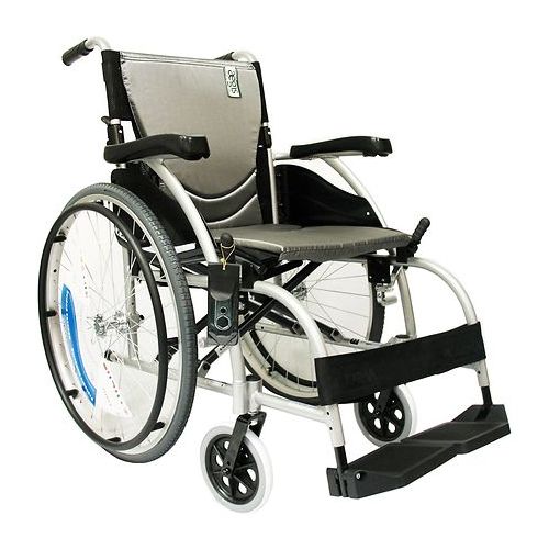 월그린 Walgreens Karman 16 inch Aluminum Wheelchair with Fixed Armrests and Footrests, 27lbs Silver