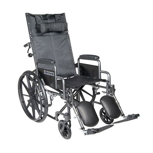 월그린 Walgreens Drive Medical Silver Sport Reclining Wheelchair with Detachable Desk Arms and Leg Rest 18 Inch Seat Silver Vein