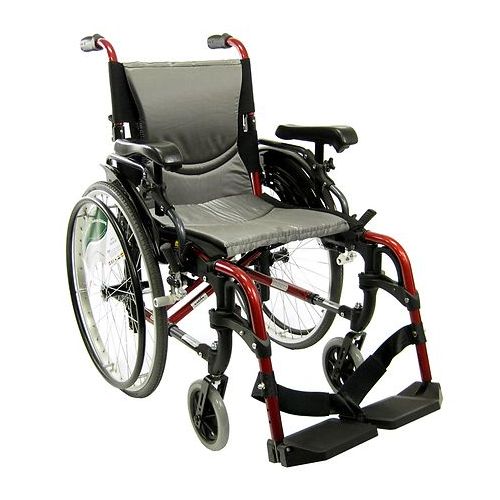 월그린 Walgreens Karman 18 inch Aluminum Wheelchair with Height Adjustable Flip-Back Armrests , 29 lbs. Red