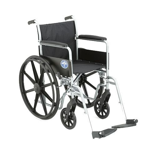 월그린 Walgreens Medline Excel Basic Wheelchair Permanent Full Length Arms 18 x 16 Seat Silver