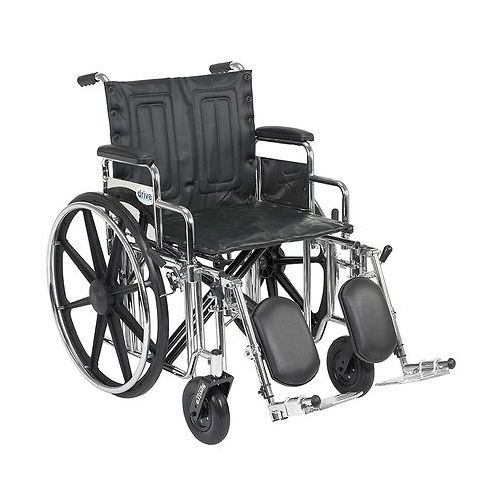 월그린 Walgreens Drive Medical Sentra Extra Heavy Duty Wheelchair w Detachable Desk Arms and Elevating Leg Rest 20 Inch Seat Chrome & Black