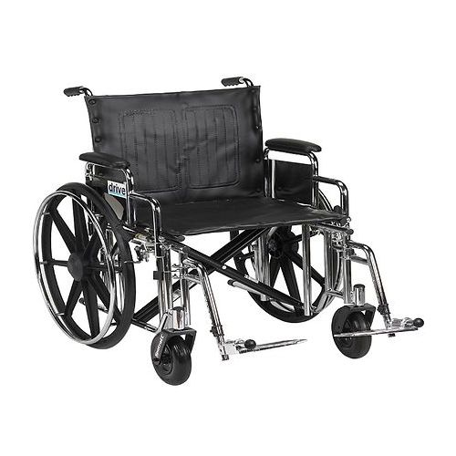 월그린 Walgreens Drive Medical Sentra Extra Heavy Duty Wheelchair w Detachable Desk Arm and Swing Away Footrest 20 Inch Seat Chrome & Black
