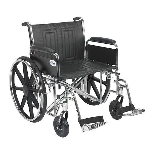 월그린 Walgreens Drive Medical Sentra EC Heavy Duty Wheelchair with Detachable Full Arms and SwingAway Footrest 24 inch Black