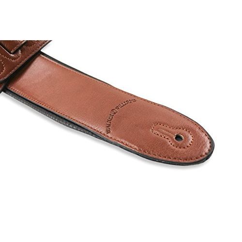  Walker & Williams G-28 Chestnut Brown Semi-Gloss Bullnose Guitar Strap with Padded Glove Leather Back