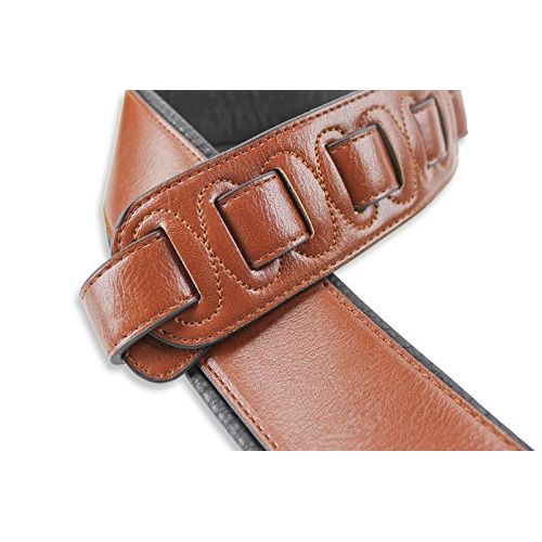  Walker & Williams G-28 Chestnut Brown Semi-Gloss Bullnose Guitar Strap with Padded Glove Leather Back