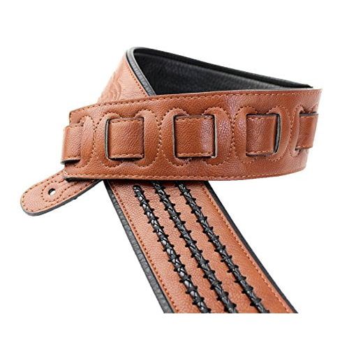  Walker & Williams G-556 London Tan Tooled Leather Strap with Barbed Wire Lacing