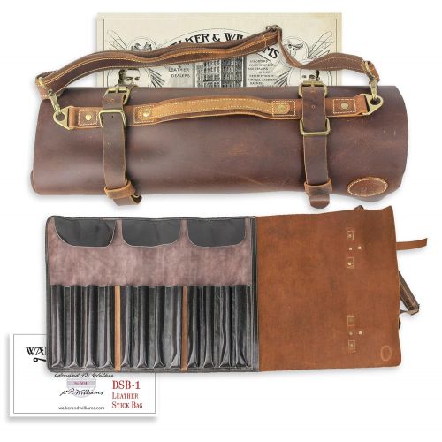  Walker & Williams DSB-1 Thick Full Grain Cowhide Leather & Brass Drum Stick Bag