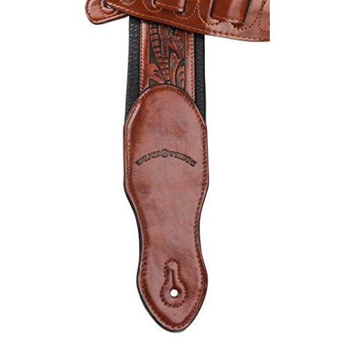  walker & williams g-114 chestnut brown strap with embossed tooling & padded back