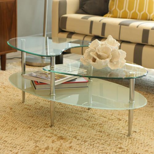  Walker Edison Furniture Company Walker Edison Glass Oval Coffee Table