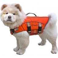 Walkin Dog Life Jacket - Canine Safety Jacket with Bright Orange Color, Reflective Trim, Reinforced Handle and Leash Clip