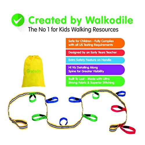  [아마존베스트]Walkodile Kids Walking Rope (10 Child). Teacher Designed, Premium Quality. Extra Safety Feature on Handles. Hi...