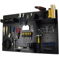 자전거 정비 공구 수리Pegboard Organizer Wall Control 4 ft. Metal Pegboard Standard Tool Storage Kit with Black Toolboard and Black Accessories