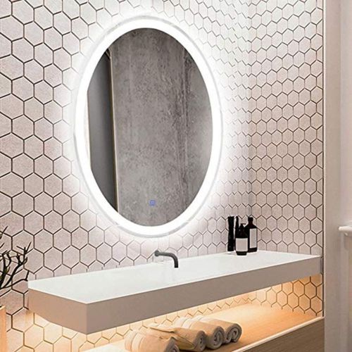  Wall mirror Home & Kitchen Home Decor Makeup Mirror Oval Mirror Bedroom Vanity Mirror Bathroom LED Light Mirror Wall Mounted Round Mirror Bathroom Mirror Home Decoration Mirrors Wall-Mounted M