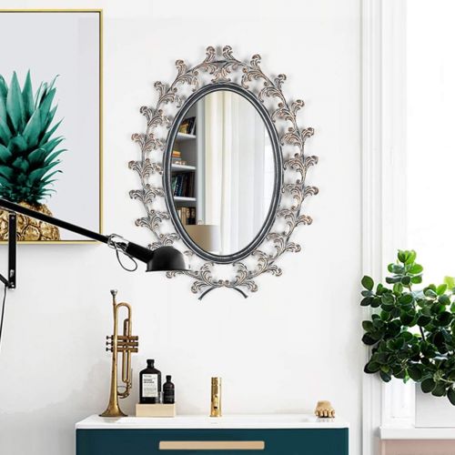  Wall mirror Home & Kitchen Home Decor Entrance Porch Mirror Decorative Wall Hanging Mirror Wall Decorative Mirror Living Room Wrought Iron Old Wall Wall Hanging Mirror Bathroom Bathroom Mirror