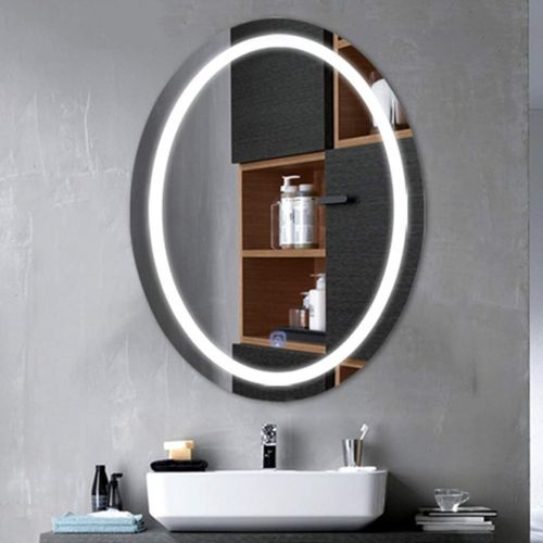  Wall mirror wall mirror Home & Kitchen Home Decor LED Light Mirror with Light Mirror Simple Bathroom Wall Hanging Oval Mirror Bathroom Frameless Mirror Lamp with Light Mirrors Wall-Mounted Mir