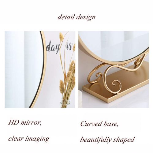  Wall mirror Home & Kitchen Home Decor Bath Mirror Wall Mirror Makeup Mirror Wrought Iron Gold Round Decorative Mirror Desktop Princess Mirror Desktop Mirror Vanity Mirror Entrance Mirror Glass