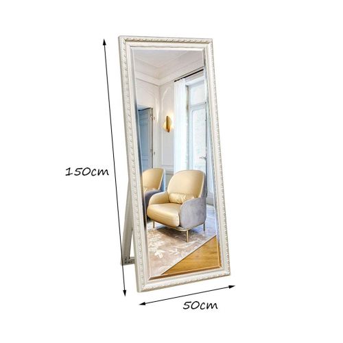  Wall-Mounted Mirrors Full-Length Mirror Floor Stand Fitting Mirror Wall Mounted HD Mirror Bathroom Vanity Vanity Mirror (Color : Silver, Size : 50150cm)