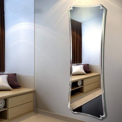  Wall-Mounted Mirrors Frameless Wall-Mounted Paste Wardrobe Mirror Living Room HD Full-Length Mirror Bathroom Vanity Mirror (Color : Silver, Size : 40144cm)