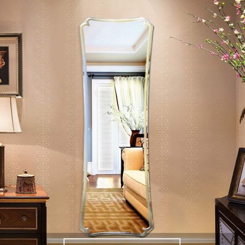  Wall-Mounted Mirrors Frameless Wall-Mounted Paste Wardrobe Mirror Living Room HD Full-Length Mirror Bathroom Vanity Mirror (Color : Silver, Size : 40144cm)