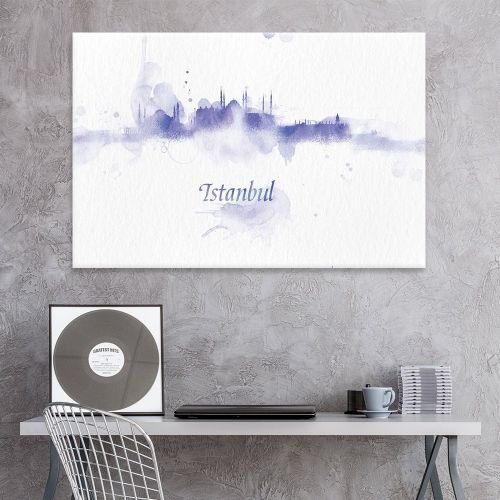  Wall26 wall26 Canvas Wall Art - Impressionism Watercolor Style City Landscape of Istanbul - Giclee Print Gallery Wrap Modern Home Decor Ready to Hang - 24x36 inches