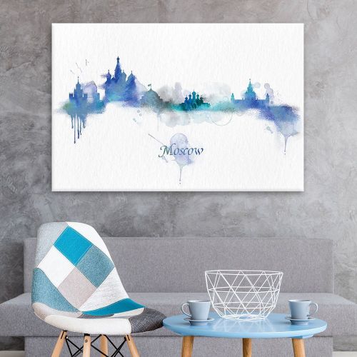  Wall26 wall26 Canvas Wall Art - Impressionism Watercolor Style City Landscape of Moscow - Giclee Print Gallery Wrap Modern Home Decor Ready to Hang - 12x18 inches