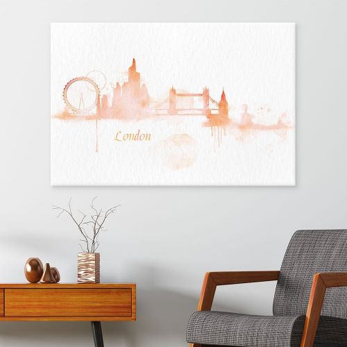  Wall26 wall26 Canvas Wall Art - Impressionism Watercolor Style City Landscape of London - Giclee Print Gallery Wrap Modern Home Decor Ready to Hang - 32x48 inches