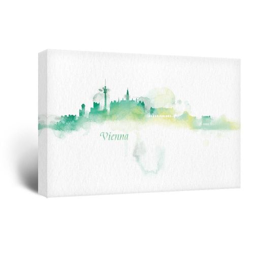  Wall26 wall26 Canvas Wall Art - Impressionism Watercolor Style City Landscape of Vienna - Giclee Print Gallery Wrap Modern Home Decor Ready to Hang - 12x18 inches