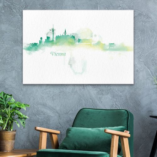  Wall26 wall26 Canvas Wall Art - Impressionism Watercolor Style City Landscape of Vienna - Giclee Print Gallery Wrap Modern Home Decor Ready to Hang - 12x18 inches