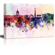 Wall26 wall26 Canvas Prints Wall Art - Washington Dc Skyline in Watercolor Background | Modern Wall DecorHome Decoration Stretched Gallery Canvas Wrap Giclee Print. Ready to Hang - 24 x