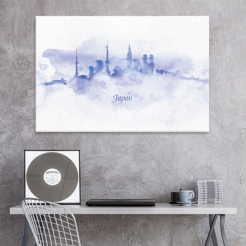  Wall26 wall26 Canvas Wall Art - Impressionism Watercolor Style City Landscape of Japan - Giclee Print Gallery Wrap Modern Home Decor Ready to Hang - 24x36 inches